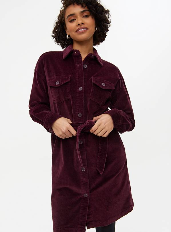 Burgundy Corduroy Shirt Dress 18
